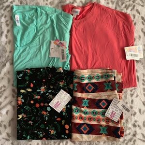 LuLaRoe Solid Shirts and Patterned Cassies Combo